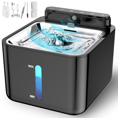 PLOOHT Fonte para gatos sem cabo, fonte para gatos com sensor de movimento 3,2 l, bateria recarregável de 4000 mAh integrada, Avec Pompe Silencieuse et Filtre