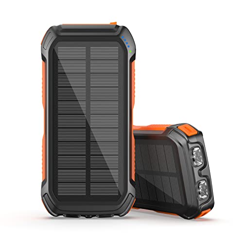 Hiluckey Carregador solar 26800 mAh bateria externa Power Bank USB C carregamento rápido carregador portátil móvel com 3 saídas para telemóvel tablets
