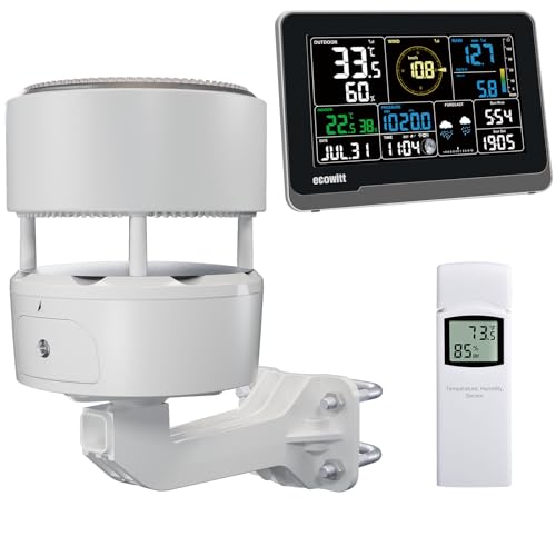 Ecowitt - Estação meteorológica wifi WS3902, ecrã LCD, 7,5", para uso doméstico, sensor meteorológico sem fios WS85 3 em 1 com painel solar e sensor de temperatura e humidade exterior WN32