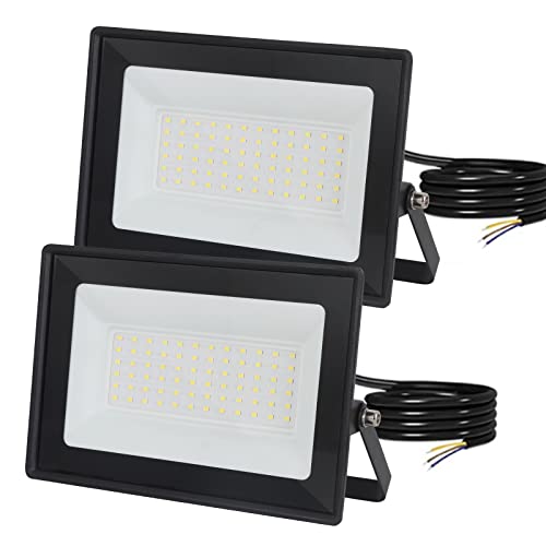 Mille Lucciole Focos LED para exteriores, holofote LED para exterior, 50 W, holofotes de LED para exterior, 5000 LM IP65, impermeável 72 LED, 6500 K, branco frio, holofotes de exterior, para garagem,