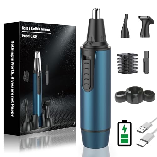 Corta-pelos nariz e orelha, 3 em 1 profissional - aparador de pelos Nariz, orelhas, sobrancelhas e facial, remove pelos indolores, resistente à água, USB recarregável, para homem e mulher