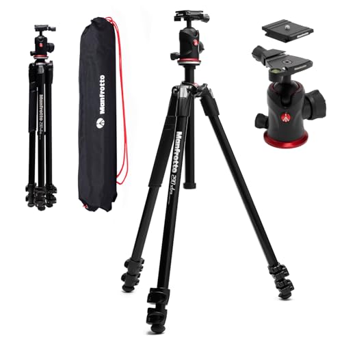 Manfrotto 290XTRA Tripé câmara alumínio com rótula 496, 3 secções, 4 ângulos, fechos rápidos, placa de arca-Swiss, 10 kg, saco, para DSLR, câmaras sem espelho e compactas