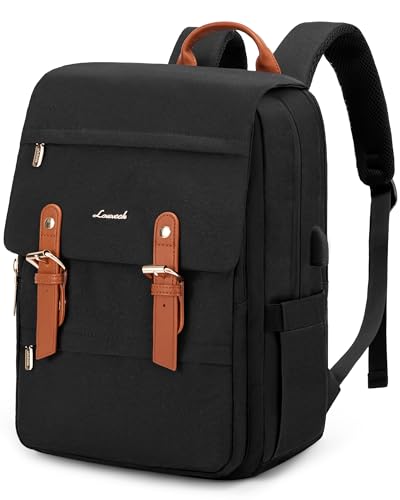 LOVEVOOK Mochila portátil mulher, 15,6 polegadas mochila anti-roubo impermeável elegante para computador portátil com carregamento USB para viagens, universidade, Preto, 17,3 Pulgadas, Casual