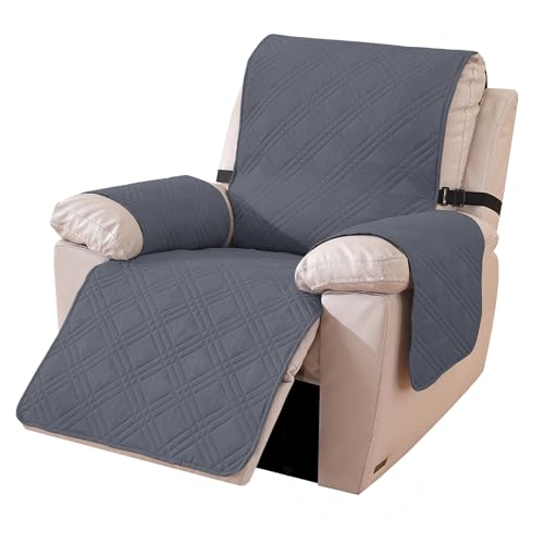 Ystyle Capa para poltrona Relax recarregável, capas para sofá reversível, capa de poltrona reclinável, antimanchas, antiderrapante, capa para sofá, 1 praça, gatos, lavável (1 lugar, cinzento-escuro