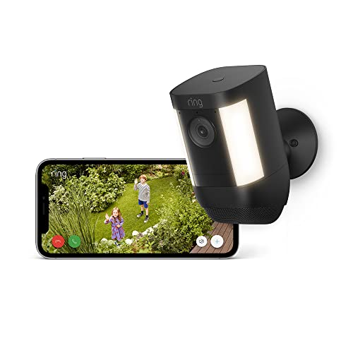 Ring cámara Pro con luces y batería (Spotlight Cam Pro Battery) | Vídeo 2K con Ring Vision, detección de movimiento 3D, instalación por cuenta propia | 30 días de prueba gratuita de Ring Home