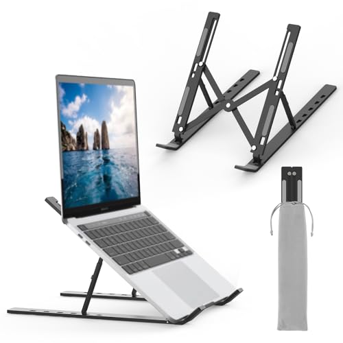 GRIFEMA GB1054B Suporte portátil dobrável, 6 ângulos ajustável elevador portátil, compatível com a maioria dos portáteis de 10 a 17,3", preto
