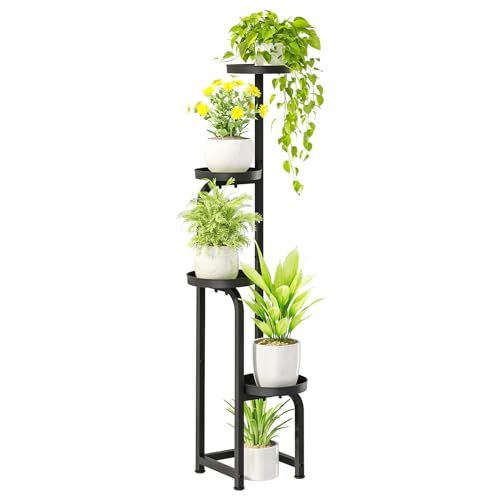 Bamworld Suporte alto para plantas de interior e exterior suportes de canto de metal para várias plantas prateleira resistente de 4 níveis para pátio, jardim, varanda, sala de estar, quarto