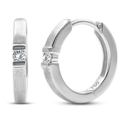 EDELIND Brincos menina mulher aros Ø 13 mm 14 k/18 k brincos ouro rosa/amarelo/branco com 2 diamantes 0,06 ct brincos de mulher caixa de presente de joalharia
