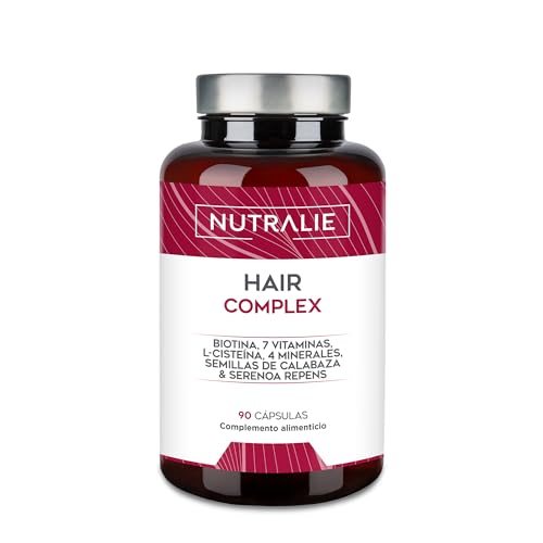 Vitaminas para o cabelo - crescimento e queda cabelo [prêmio 2022] biotina zinco L-ciano - mulher homem - vitaminas cabelo vegano - Hair Complex - 90 cápsulas Nutralie