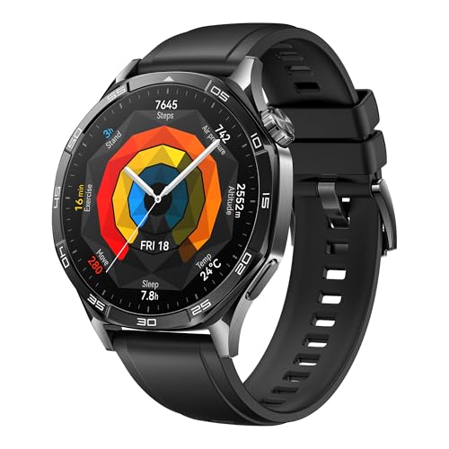 HUAWEI Watch GT Smartwatch GT 5 46 mm, silhueta com design sofisticado, nova experiência de corrida e ciclismo, acompanhamento de saúde, 14 dias de duração da bateria, iOS & Android, preto