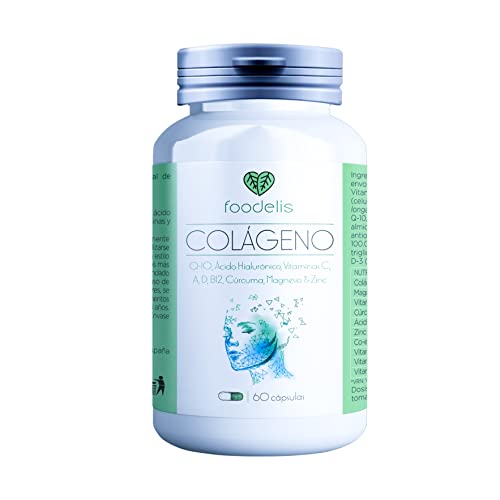 Colágeno com magnésio e ácido hialurónico úrcuma Q10 zinco e vitaminas - 2 meses de fornecimento (60 cápsulas) - Articulações fortes, pele persa, energia - alta eficiência com 1 dose por dia