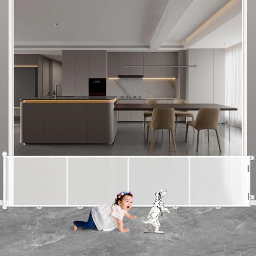 Barreira para cães, 0 a 500 cm, extensível para crianças, escadas e corredores interiores e exteriores, porta para cães (branca)