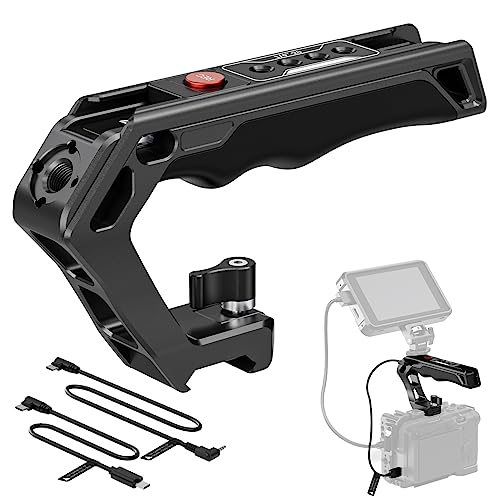 NEEWER Cabo superior OTAN com botão de gravação, cabo de silicone com braçadeira QR NATO, orifício de localização ARRI de 3/8", rosca de 1/4", compatível com Sony A7 ZV1 Panasonic S5 II,