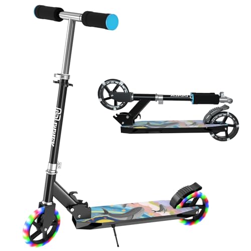 IMMEK Scooter para crianças de 2 rodas, skate dobrável para crianças, roda PU de flash LED, patinetes com altura ajustável, até 80 kg de peso máximo, adequado para meninas e meninos com mais de 4 anos