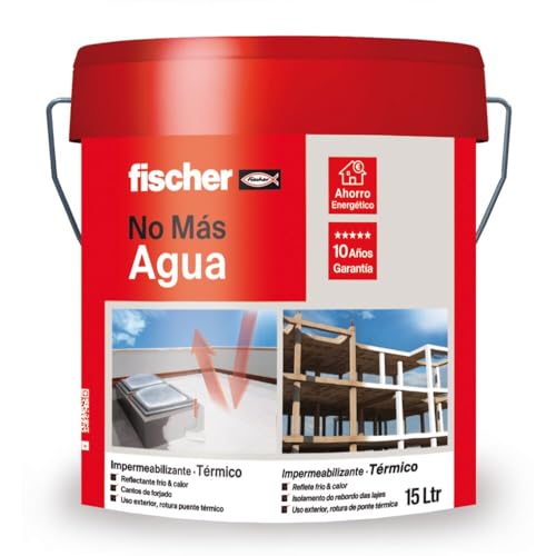 fischer - Tinta impermeável térmica | isolamento térmico e acústico | resistente à água e raios UV, ideal para terraços, tetos e fachadas, 15 L (cubo de 20 kg) | branco