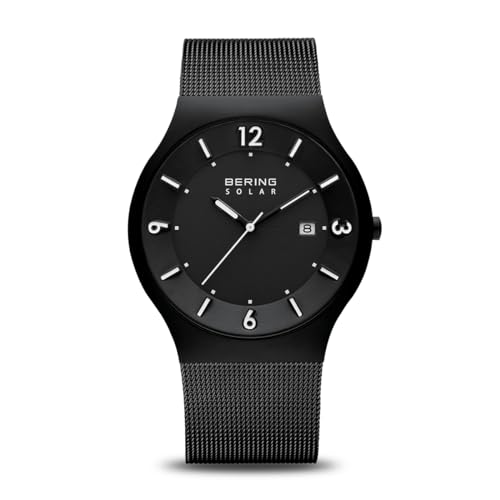 BERING 14440 Reloj Solar para Hombre con Caja de Acero Inoxidable de 40 mm y Esfera, Correa milanesa, Cristal de Zafiro y Resistencia al Agua de 5 ATM