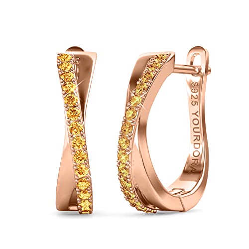 YOURDORA Brincos de argola em prata de lei 925 para mulher, com zircónias de Swarovski, joias, presente para mulher