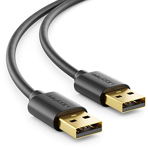 deleyCON 2 m Cabo USB 2.0 de alta velocidade - para macho para macho - transferência de dados rápida e segura - conector estável retrocompatível - preto
