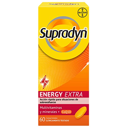 Supradyn Energy Extra com vitamaminas, minerais e coenzima Q10 para desportistas, ajuda a ativar e manter a sua energia e vitalidade em situações de maior desgaste, 60 comprimidos
