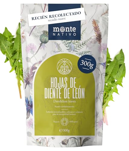 Té de hojas de diente de león Monte Nativo (300 g) - 100% puro y natural, sin aditivos - Té de hojas de diente de león como regalo - Té de hierbas aromático - Té de frutas - Té Caliente o Té frío