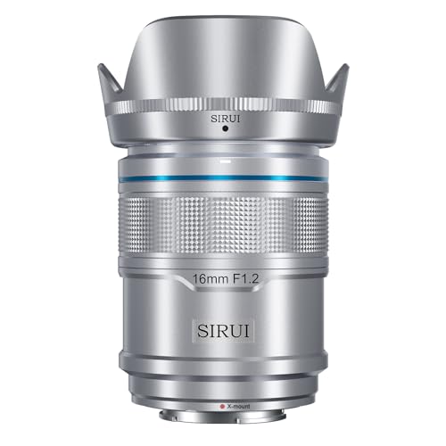 SIRUI Sniper 16 mm APS-C lente de foco automático, F1,2 Wide Angle Camera Lens, X Mount lente para X-H2s, X-T5, X-M5, X-S20 (X Mount, Silvery)