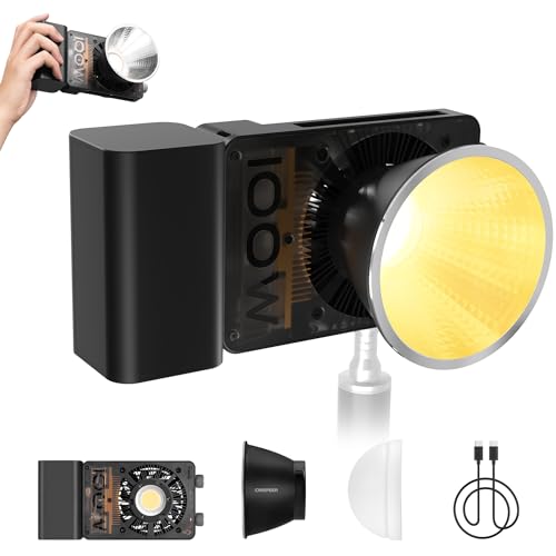 Luz de vídeo, ZHIYUN CINEPEER CX100 100 W COB Video Light, 2700-6500K, 3840Lux, TLCI 97 CRI 96+, regulável, luz portátil com refletor, cúpula de transmissão para iluminação ação, fotografia Ia