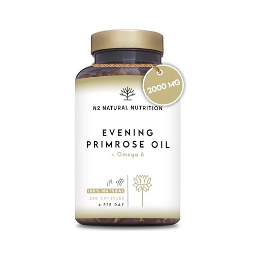 Óleo de nagra 2000 mg 10% GLA, vitamina E. alivia os sintomas de menopausa. Equilíbrio hormonal, dores menstruais. 200 pérolas de 500 mg. N2 Nutrição natural