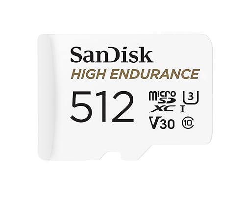 SanDisk High Endurance Cartão microSD para videovigilância de 512 GB, até 100 MB/s, Class 10, U3 e V30