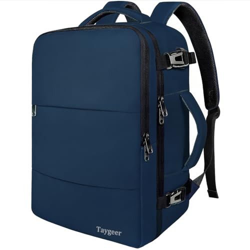 Taygeer Mochila de bagagem de mão, 55 x 35 x 25 cm, mochila de viagem, bagagem de mão, avião, homem, 50 l, grande, mochila para portátil de 18,4 polegadas, mochila de viagem, impermeável, compatível