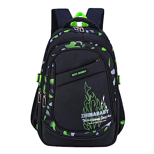 Mochilas escolares para adolescentes crianças, mochila informal, mochila impermeável de nylon, mochila grande para crianças, mochila escolar para a escola primária e secundária de grau 3 a 9, verde, Talla única, Mochilas daypack