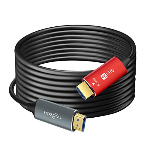 Twozoh Cabo HDMI de fibra ótica 100 m, cabo de fibra HDMI 4K compatível com 3D/4K@60Hz/18 Gbps