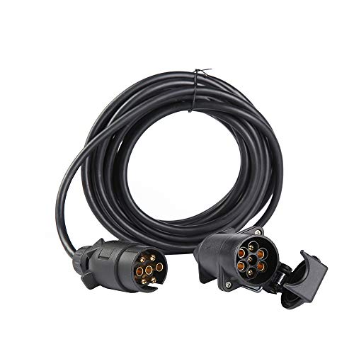 ETUKER 6 m Reboque cabo de 7 pinos, 12 V reboque cabo elétrico em 7 pinos, 6 m reboque universal cabo de extensão, para caravanas/carros/camião/barco/RV/conector reboque (6 m cabo de extensão)