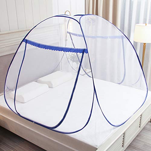 Rede mosquiteira dobrável, 100 x 190 x 110 cm, com fecho de correr de uma porta, portátil, para viagens, mosquiteiros, cama independente, compartimento para instalar adequado para quarto sem ganchos
