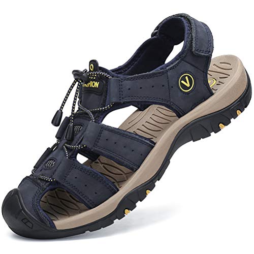 FLARUT Sandálias desportivas homem verão exterior caminhadas sapatos trekking casual sapatos de montanha couro sandálias de praia