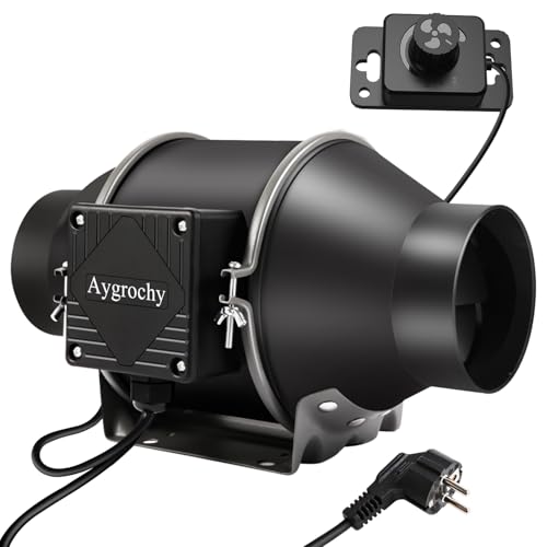 Aygrochy 100 mm ventilador de extração ajustável 363 m³/h, ventilador extrator de ar com controlador de velocidade variável para casa de banho, Booster, loja de cultivo, garagem, cozinha.