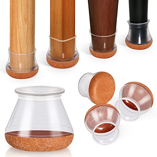 32 peças protetor pernas cadeira, protetores de chão para pernas de cadeira, silicone capas de pernas de cadeira com almofada de feltro espessa (transparente)