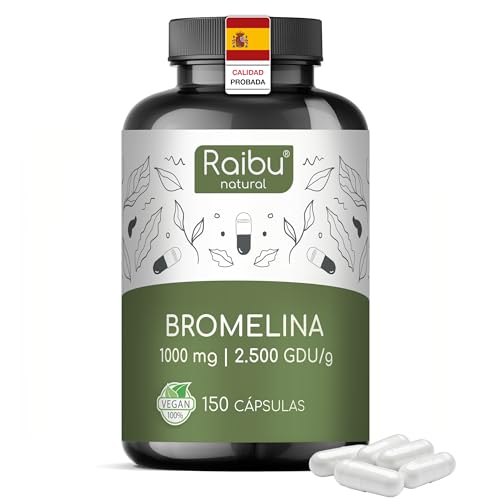Bromelina 1000 mg (5000 F.I.P) - 150 cápsulas de alta dose gastrorresistentes - extrato natural de abacaxi, suplemento vegano de enzimas digestivas, testado em laboratório