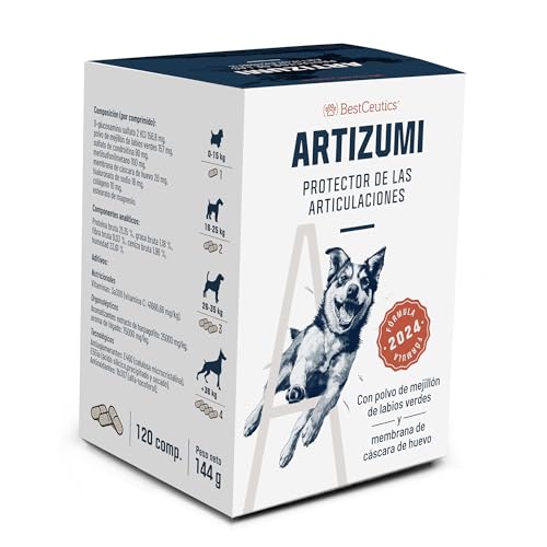 Best Ceutics - Condroprotetor cães Artizumi | Pastilhas para articulações cães, anti-inflamatório cães, glucosamina, condroitina e mexilhão de lábios verdes, MSM | Blisters 120 comprimidos