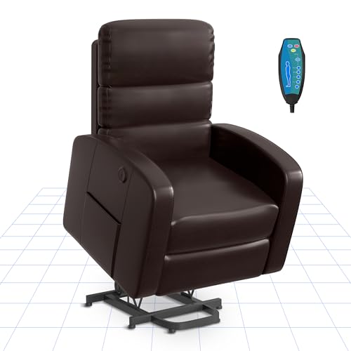 FLEXISPOT Poltrona de massagem elétrica calor poltrona reclinável 140º com 8 zonas de massagem, calor lombar, com USB/bolso lateral, acabamento em PU anti-quarto (inclui comando) - castanho