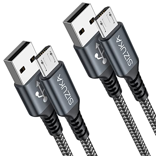 Cabo micro USB [2 Pack 1M] Cabo de carregamento rápido nylon carregador móvel Android compatível com Samsung S7/S6/S5/J7, Sony, Xiaomi, Huawei, HTC, Motorola, LG, PS4, Kindle