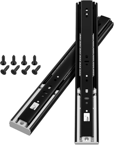 Corretores de gaveta de pressão para abrir, 500 mm rolamento de esferas de 3 dobras de extensão completa, forte capacidade de carga de 45 kg, montagem lateral, 1 par (2 unidades)