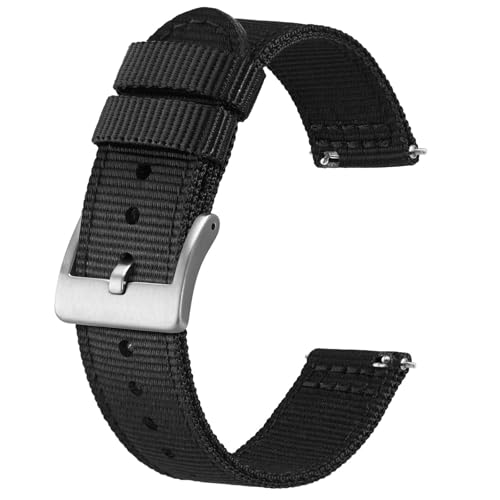 BISONSTRAP Correias de nylon militar, correias de relógio para homens, libertação rápida, fivela escovada, largura da correia 18 mm 19 mm 20 mm 22 mm