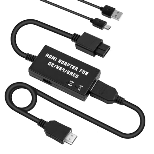 Mcbazel Conversor N64 para HDMI, adaptador SNES para HDMI para consolas N64/SNES para HDTV, suporta 480p/720p, áudio estéreo, proporção de aparência 16:9/4:3, compatível com N64/SNES original