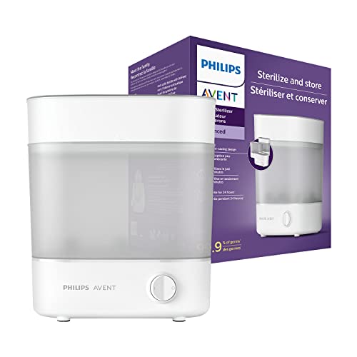 Philips Avent SCF291/00 Esterilizador de garrafas elétrico a vapor para até 6 bibões, tetinas e acessórios, design modular, cor branca