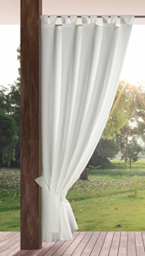 Eurofirany GARDEN Cortinas exteriores com presilhas, 1 peça. Cortina de exterior impermeável, resistente ao vento, cortina para jardim, pátio, varanda, terraço, 155 x 260 cm, branco