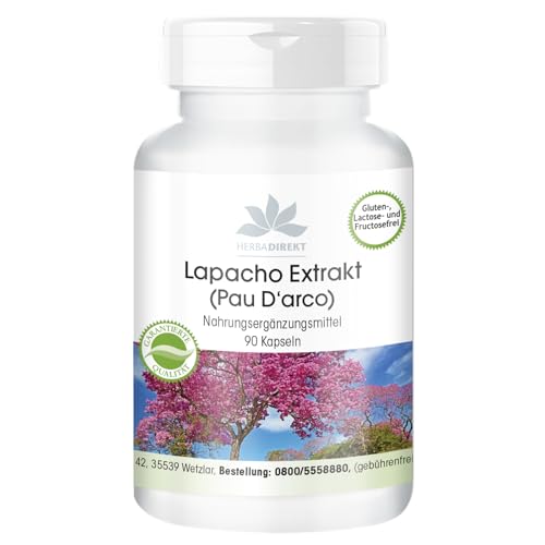 Extrato de lapacho D'Arco, 90 cápsulas, HERBADIREKT by Warnke Vitalstoffe - Qualidade alemã de farmácia