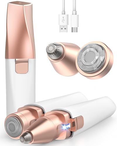 Máquina de barbear facial mulher aparador de sobrancelhas elétrico: iFANZETECH máquina de barbear facial elétrica remover o cabelo sem dor com luz Smartlight lábio superior, queixo, bochechas e
