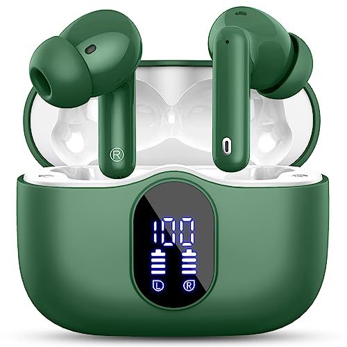 Auriculares sem fios, Bluetooth 5.3 com HD microfone estéreo HiFi ecrã LED, redução de ruído, 13 mm controlador dinâmico, IP7 impermeável 36H capacetes sem fios