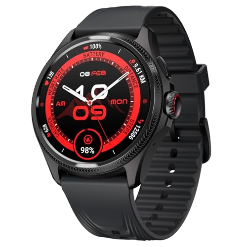 Ticwatch Pro 5 Enduro Black Smartwatch para homens 1,43 "Android Wear OS relógio inteligente 90 horas de bateria 110 modos de treino 7/24 ritmo cardíaco não é compatível com iPhone/iOS