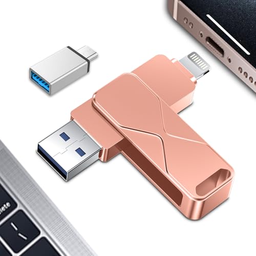 Memória USB de 512 GB para iPhone, Mfi Certified Lightning, memória externa Pen Drive, caneta USB, 3 em 1 para iPhone, iPad, iOS, MacBook, Android, PC